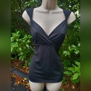 Dressy Sleeveless Top, Deep "V" Neckline, & Pleated Bodice...by Tahari